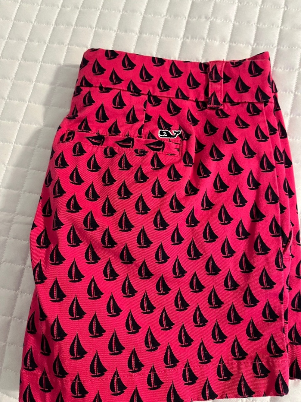 Vineyard Vines Shorts Hot Pink with Navy Sailboats